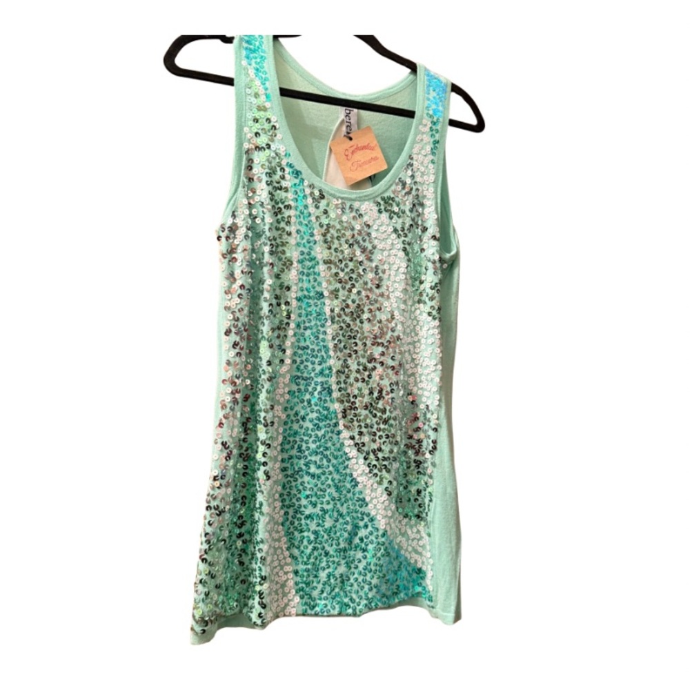 Berek Mint and Silver Sequin Tank Top